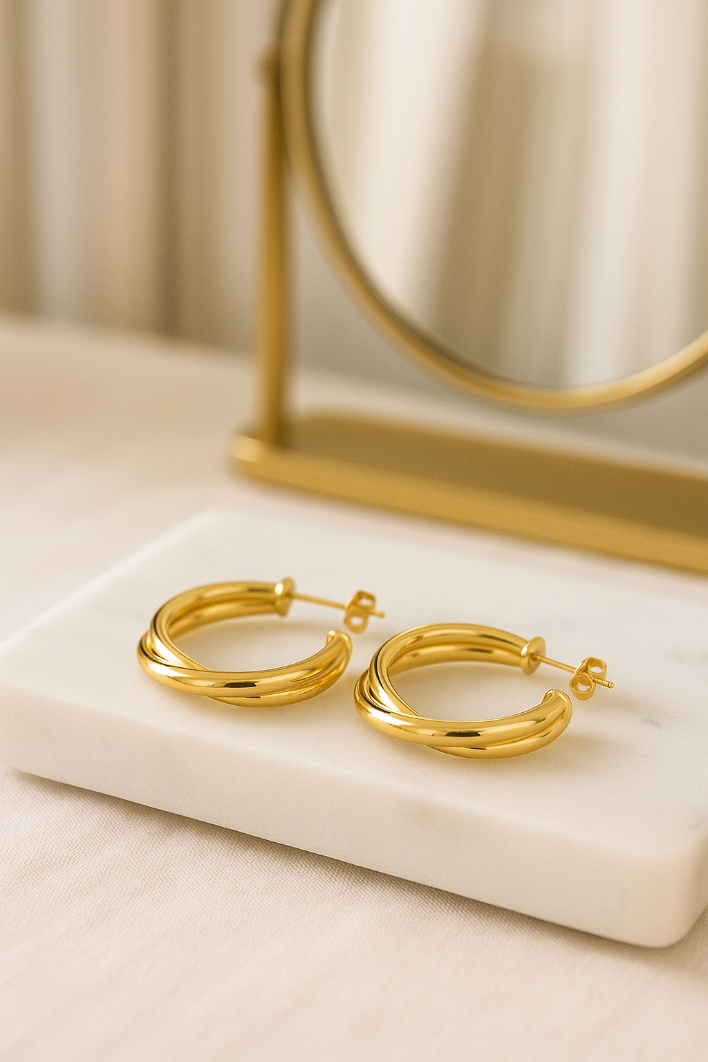 Sterling Silver Earrings - Small Russian crossover stud hoop