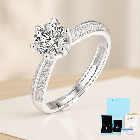 1ct Moissanite 925 Sterling Silver Wedding/Engagement Ring with light up  box and gift bag