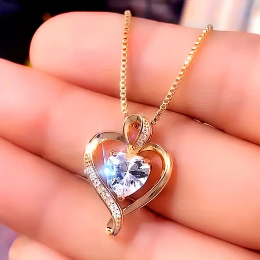 Heart Pendant Necklace Synthetic Zirconia