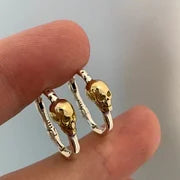 Unisex Gothic Skull Earrings – Copper with 925 Sterling Silver Needle | Classic Halloween Jewellery