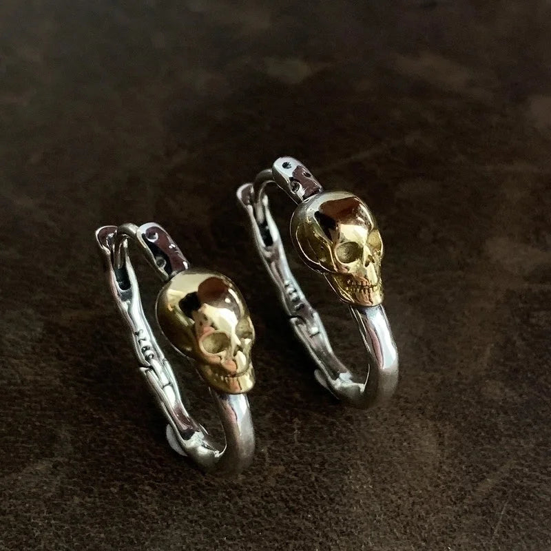 Unisex Gothic Skull Earrings – Copper with 925 Sterling Silver Needle | Classic Halloween Jewellery