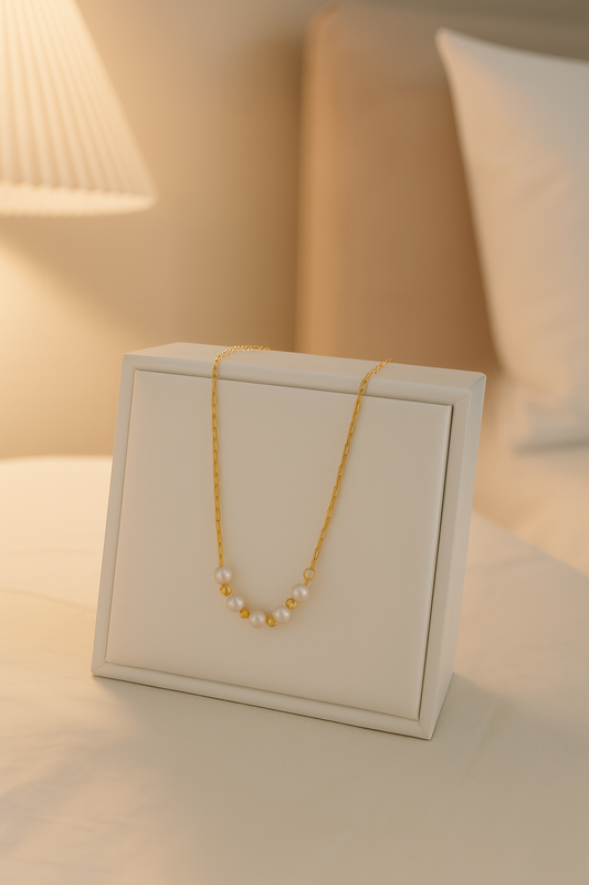 Stainless Steel 18K Gold Plated Minimalist Plating Pearl Bead Necklace