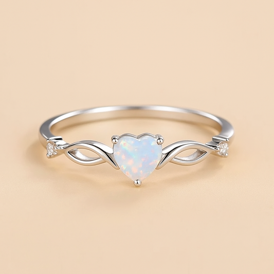 925 Sterling Silver Heart Shape Open Ring