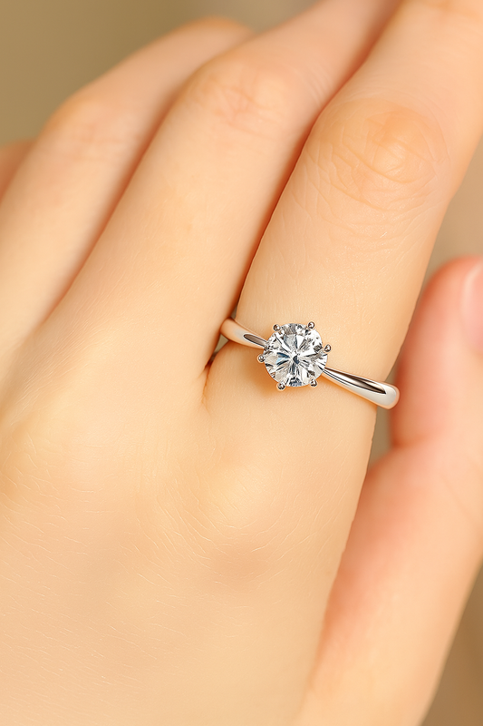 1ct Moissanite 925 Sterling Silver Plain Band Wedding/Engagement Ring with light up box and gift bag