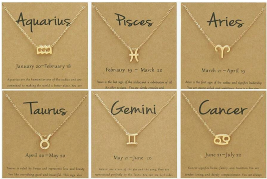 Zodiac Symbol Necklace – Gold Tone